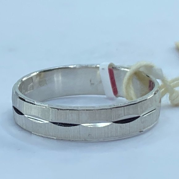 c1950's 14K white gold 5.0mm fine etching in detail wedding band sz9 3.8g